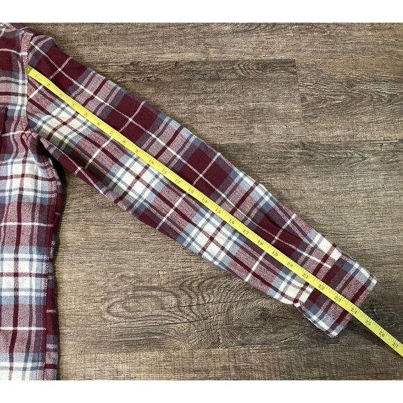 American Eagle Men’s Thick Plaid Flannel Shirt Classic Button Up Burgundy Size S - Picture 5 of 8